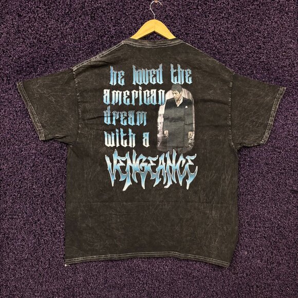 Scarface He Loved The American Dream With Vengeance Mineral Wash Tee Size XL - Picture 3 of 4